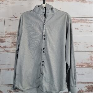 Arbitrage Krona Hooded Button Up Shirt Grey Gingham Size XL